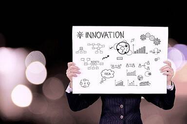 afbeelding bord met woord innovation