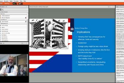 Schermafbeelding webinar Trump